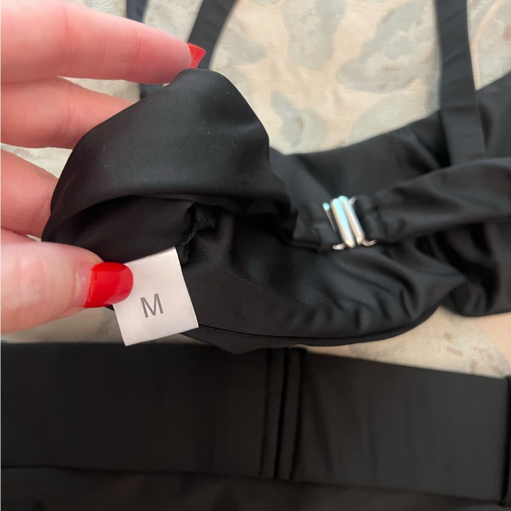 Black High Waisted Two Piece Set | Black High Waisted Bikini with Belted Bottom - Picture 8 of 9